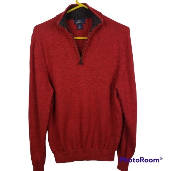 Brooks Brothers 346 Mens 1/4 Zip 100% Merino Wool Sweater Size Medium - Picture 2 of 7